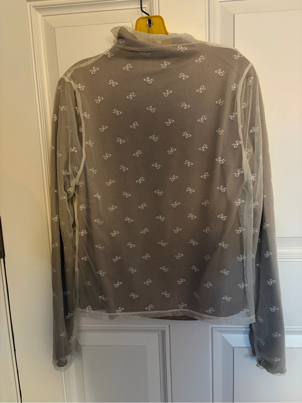 Serra Sheer Embroidered Long-Sleeve Shirt - Gray with White Embroidery
